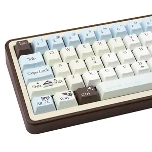 PBT Keycaps 145 Keys Dye-Sublimation Cherry Profile Keycaps, Cute Blue Custom Keycap Set, Compatible with 61/64/87/104/108 Cherry MX Switches, ISO ANSI Layout for Alice Mechanical Keyboards