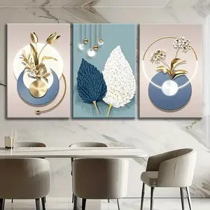 2D Flat 3-Piece Wooden Frame Nordic Minimalist Style Decorative Painting, Suitable for Living Room, Bedroom, Kitchen, Office, School, Classroom Art Wall Decoration, Perfect Gift for Her/Him Hanging Print