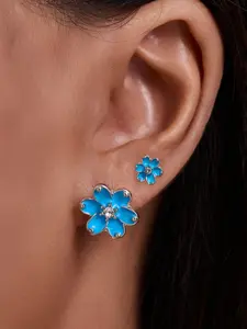 Elegant Flower Earrings Set, Alloy Chain, Casual Style, All-Season Wear, Unique Sweet Design, Perfect Gift for Women