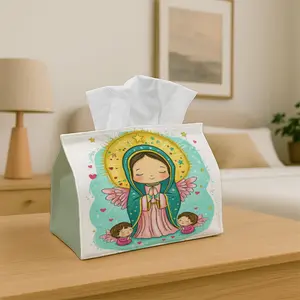 1PC Tissue Box with Figure with halo and two small companions  Decorative Storage Box for Holiday Home Decor, Kitchen, Living Room, Car - Festive Tissue Dispenser Ideal Gift, Compact & Stylish for Tissues or Decorative Use