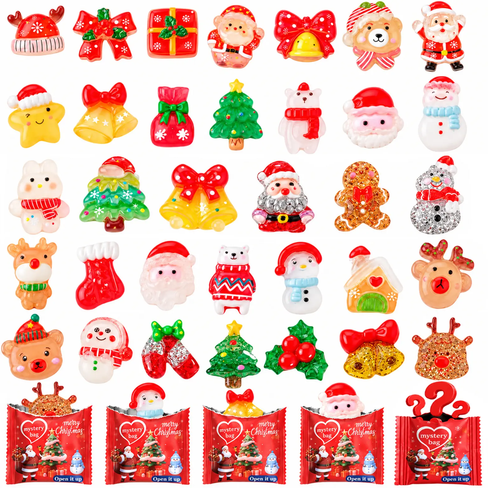 100 PCS Mini Glow In The Dark Animal Resin Models, Resin Animals Mystery Bags, Individually Wrapped Blind Bags Tiny Animal Figurines, Collectible Mini Animals For Fairy Garden, DIY Crafts (100, Christmas)