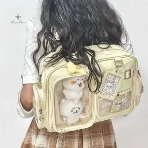 Y2K New Cute Ita Bag Concert Large Capacity Backpack Lolita Girl Transparent Shoulder Bag DIY Badge Display Casual Crossbody Bag