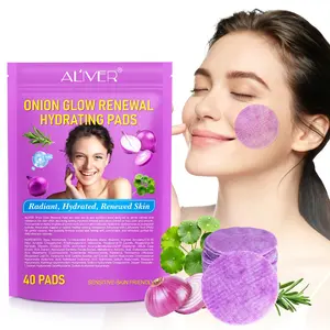 Aliver Onion Soothing Moisturizing Patches 40 Pieces, Hydrating Wet Cotton Pads, Calming and Refreshing Skin Care, Ideal for Daily Use