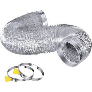 Heavy Duty Dryer Vent Duct Hose 4 inch 8 ,Extra Thick  Foil Flexible Ducting Kit with Collars,Easy Installation