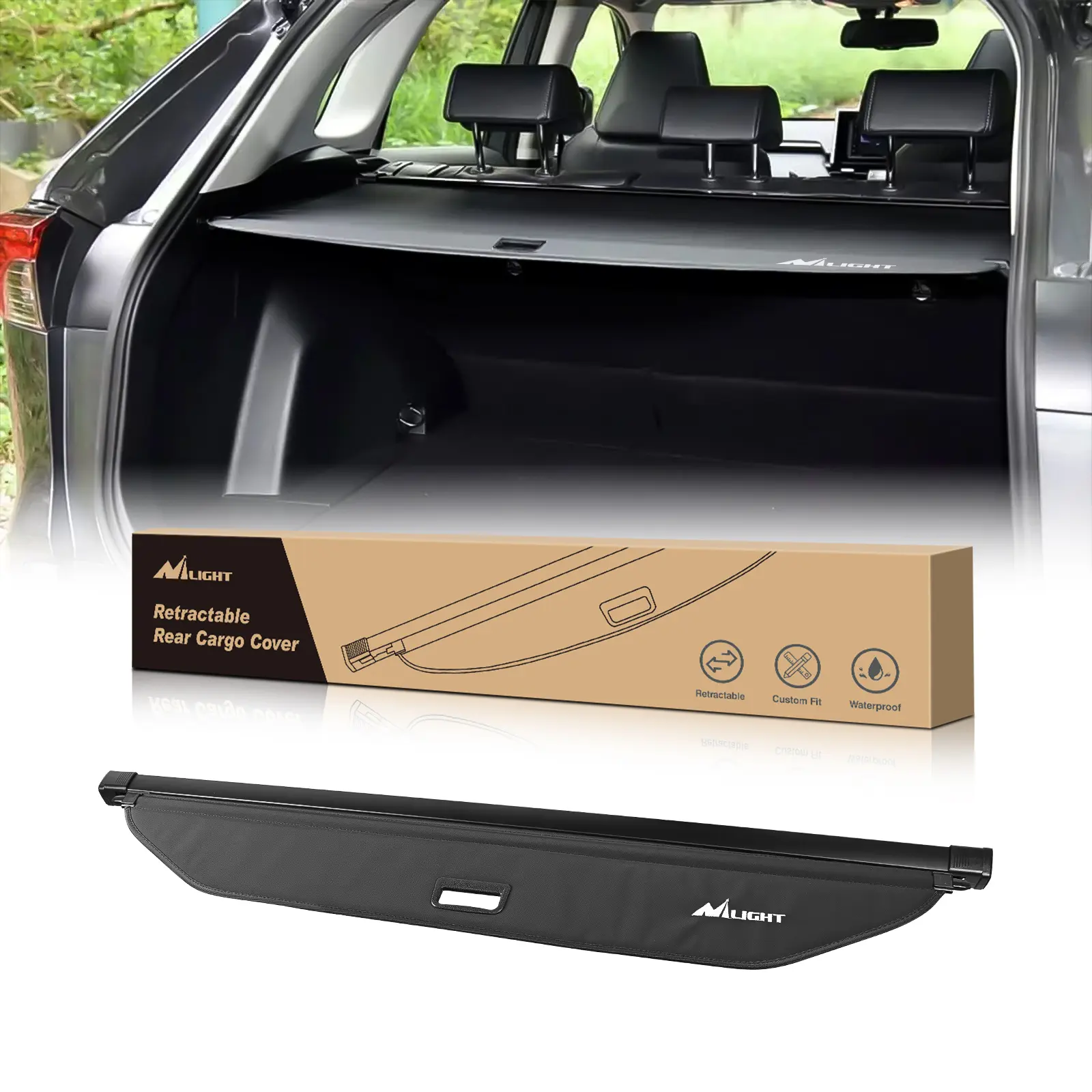 Nilight Retractable Trunk Cargo Cover - Durable Car Cover with Security Shade, Custom-Fit Automotive Exterior Accessory for 2010, 2022-2024 4Runner, 1-Pack, Car Covers, Durable Cover