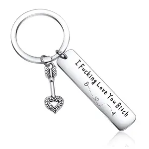 Best Friend Keychain for Women, Stainless Steel Key Chain Engrave I Fking Love You Bith Birthday Christmas Friendship Gift for Bestie Best Friends Female Bff