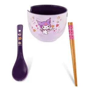 Sanrio Kuromi 20-Ounce Ramen Bowl With Chopsticks and Spoon Sanrio Kuromi 20-Ounce Ramen Bowl With Chopsticks and Spoon