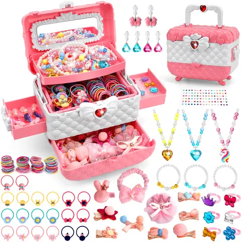 149 PCS Jewelry Dress Up Set for Little Girls - Kids Pretend Play Makeup Accessories with Hair Clips Necklaces Rings Earrings, Birthday Christmas Gifts for 3-12 Year Old Toddlers