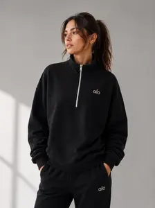 Alo Yoga Accolade 1/4 Zip Pullover Athletic Black Alo Yoga Accolade 1/4 Zip Pullover Athletic Black