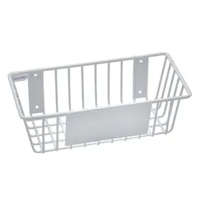 White Wire Storage Basket Organiser, 18x6x4 in.