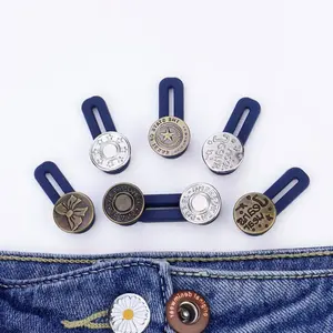 Waist Extender Jeans Button, Classic and Stylish Pattern Jeans Accessory, Made of Metal and Silicone, Durable, Reliable, and Reusable