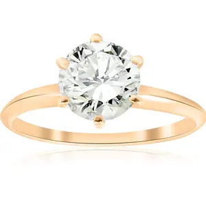 14k Yellow Gold 1 1/2ct Round Solitaire Diamond Engagement Ring Lab Grown