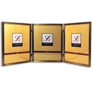 LAWRENCE 11480T Traditional Metal Hinged Triple Photo Frame, 8x10 in., with Glass, Bronze Home Decor Accessory