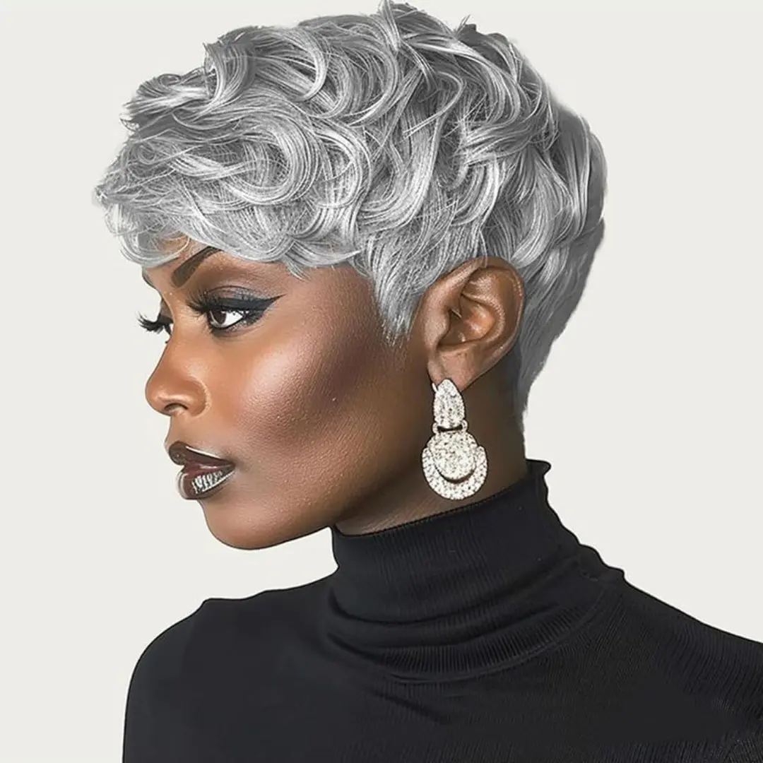 Synthetic Full Machine Wig, Short Curly Style with Layered Look, Fashion Hair Accessory