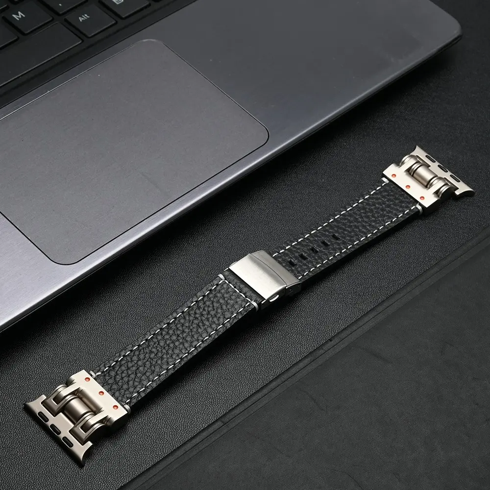 Faux Leather Watch Band, Leather Watch Strap, Business Watch Band for Apple Watch-Ultra 2 1 49mm 46mm 45mm 44mm, Smart Watch Accessories for Men, Smart Watch Straps, Smartwatch Strap