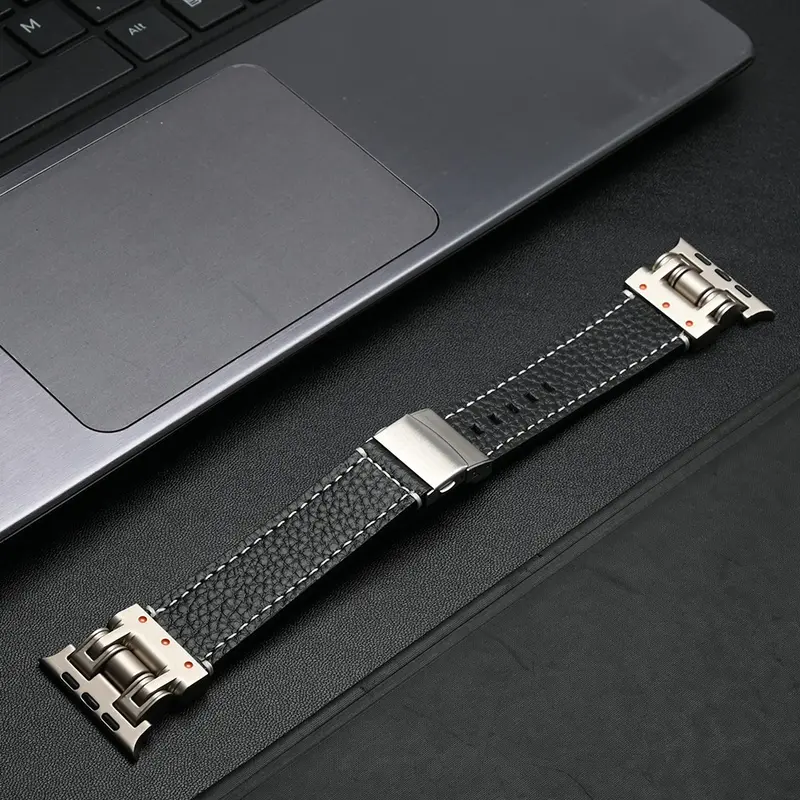 Faux Leather Watch Band, Business Watch Band for Apple Watch-Ultra 2 1 49mm 46mm 45mm 44mm, Smart Watch Accessories for Men, Smartwatch Straps (Band Only)