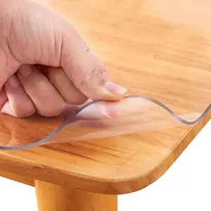 XEANGOUN 14x24 Inch Clear Table Protector Plastic PVC Desk Protector Tablecloth Cover Office Desk Pad Mat Wood Furniture Glass Dining Tabletop Countertop Protection Waterproof Rectangular