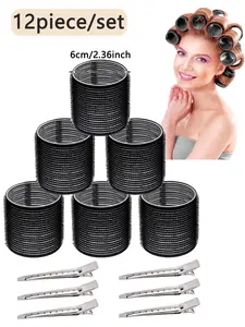 12pcs Women's Curling Set, Diy Manual Curler with Clip, Suitable for Long/Medium/Short Hair, 2.36inch, J Hair Salon, Daily Casual Hair Accessories and Maintenance
