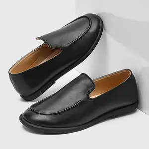 Men’s British Style Loafers Slip On Casual Flat Driving Leather Shoes