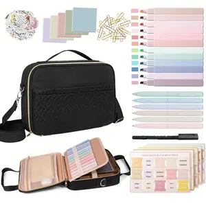 Large Capacity Bible Bag with Markers & Highlighters & Stickers, 1 Set Portable Bible Study Bag with Accessories, Stationery Supplies for Home School Office, Office Supply Kit