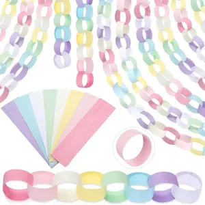 1000 Sheet Paper Chain Garland Strip 1.8/3.15x10 Inch, Construction DIY Craft Paper Chain for Classroom  Holiday Party Decor Supplies with Double Sided Tape (1.77x9.84 Inch,Macaron Color)