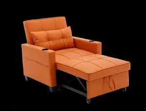 XCT2 Sleeper Chair Bed, Sofa Bed Chair 3 in 1 w/USB Port, Pillow, Cup Holders, Convertible Pull Out Bed W/Adjustable Backrest