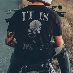 Skull and Letters Graphic Casual Black Print T-shirt