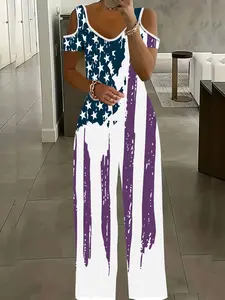 Women's Printed Casual One-Piece Long Pants, Sleeveless Design, Comfortable Fit, Perfect for Daily Wear, Stylish and Practical