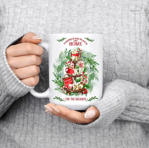 Christmas Nutcrackers Blue & White Coffee Mug 15 oz Drinkware Ceramic Reuse Colorful Reusable Washable Cup Classic Sturdy