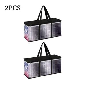 Transparent PVC Storage Bags, 2/4 Pack, Ideal for Clothes, Toys, Camping, Dvds, Cds, Books, Vhs Cases, Video Games, with Handle and Zipper