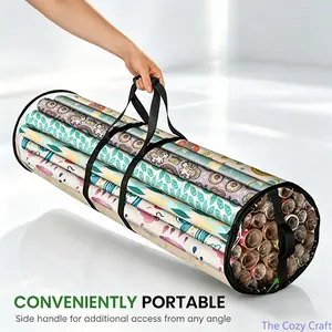Christmas Storage Bag, Festive Cylinder Gift Bag with Zipper and Handle, Reusable Holiday Pouch for Gifts, Decorations, Snacks, Toys, Portable Organizer for Christmas Parties and Home Use outdoorfun