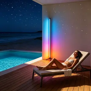 1 Pack RGB Floor Lamp Basic, USB 5V LED Corner Lamp,Modern Ambient Lighting with Music Sync, Adjustable Brightness & Color，Color Changing Standing Lamp for Bedroom Living Room, Room Decor, Halloween Decorations, Bedroom Decor