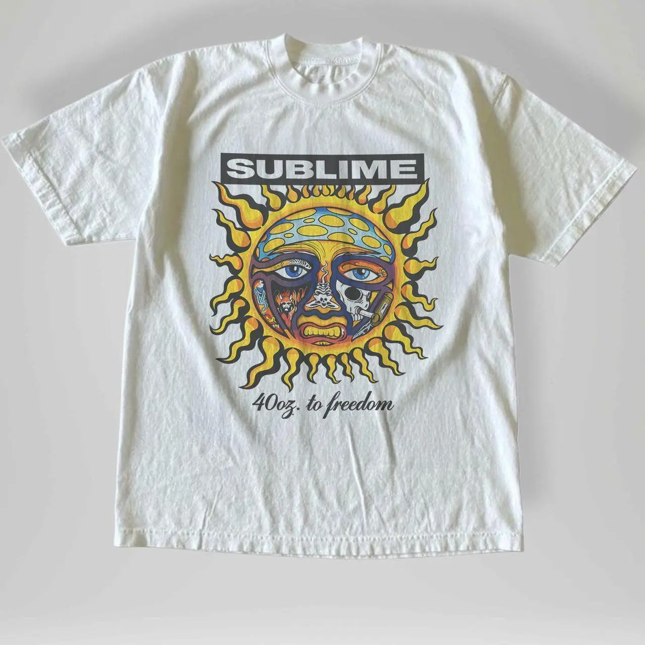 Sublime T-shirt Vintage Sublime 40oz to Freedom Sun Graphic Tee, Retro 90s Ska Reggae Rock Shirt, Loose Fit Unisex Top