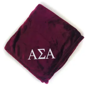 Alpha Sigma Alpha Plush Throw Blanket - Burgundy/White