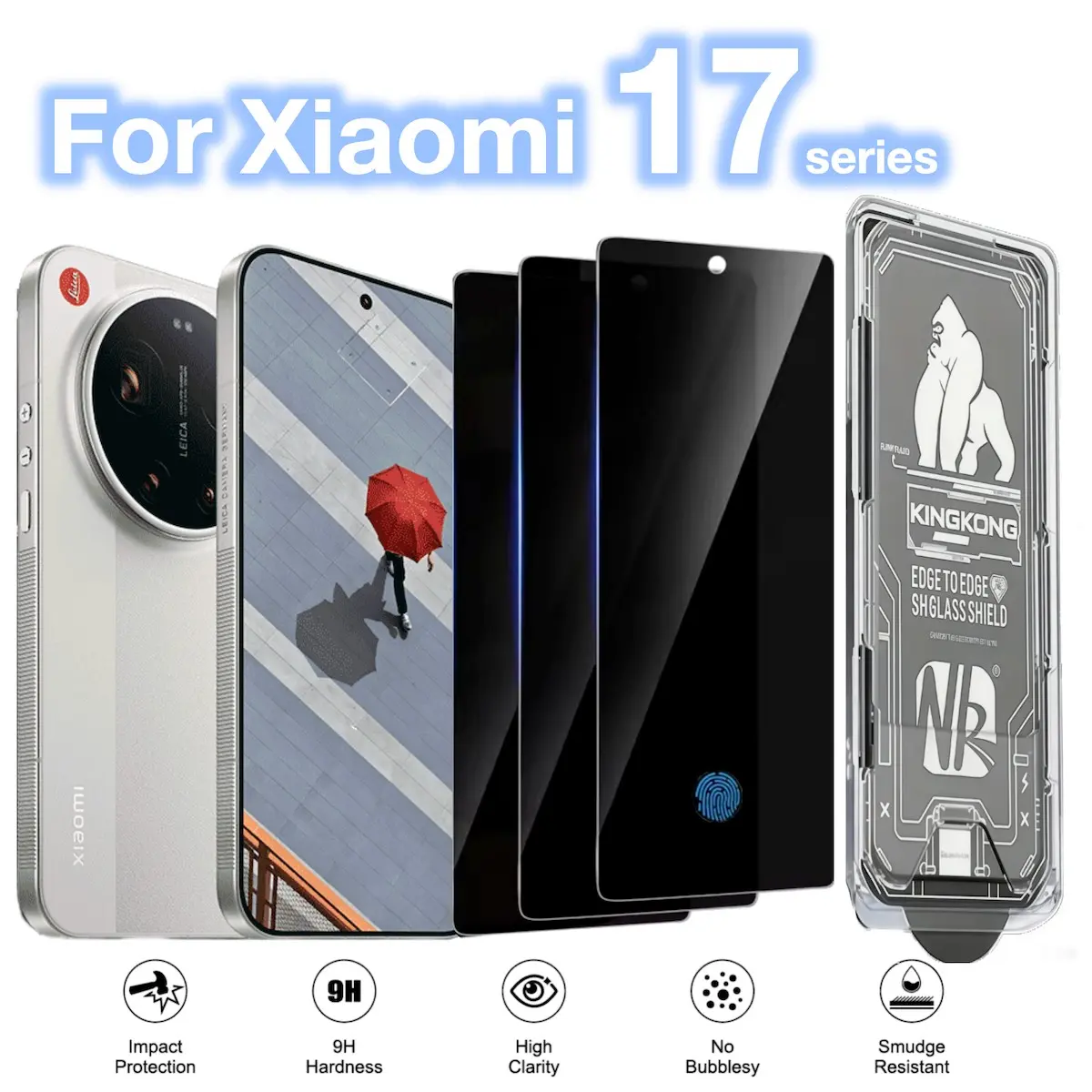 3-Pack Privacy Screen Protector for Xiaomi 17 Ultra Pro Max Smartphone Accessories, 9h Tempered Glass, Auto-Positioning, Installation, Dust-Free, Bubble-Free, Military Grade Protection, Privacy Screen Guard