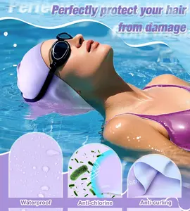Aegend Unisex Silicone Swimming Cap - Durable, Tear-Resistant, Elastic, Asymmetrical Design with Long Hair Space, Easy to Put On & Off, 4-Color Swimwear for Adults