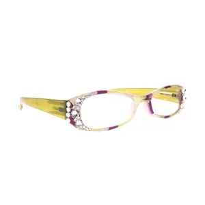 Dashing Stripes, (Bling) Women Reading Glasses W   (Lime Green, purple) Oval. NY Fifth Avenue