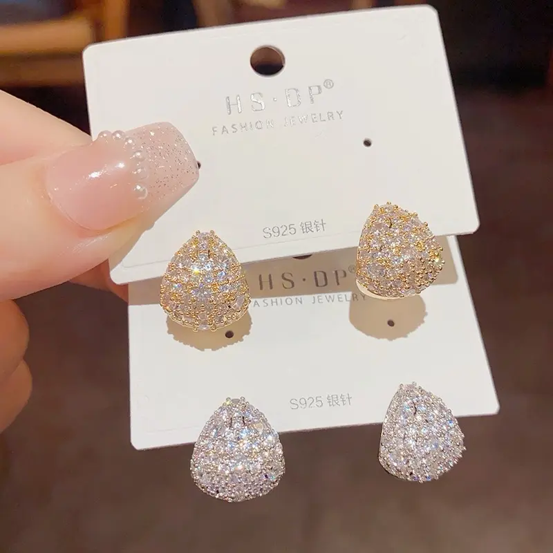 Gold Crystal Hoop Huggie Earrings for Women - Trendy Unique Sparkly Rhinestone CZ Thick Earings Hypoallergenic Wedding Prom Bridal Fashion Fairy Jewelry Gift