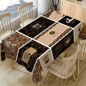 Vintage Coffee Pattern Tablecloth, Rectangular Picnic Table Cover for Indoor & Outdoor Use, Home Kitchen Decor, Christmas New Year Holiday Party