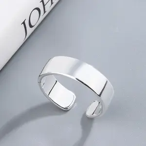 New Simple Creative Smooth 925 Sterling Silver Jewelry Temperament Round Inisex Fashion Popular Opening Rings R175