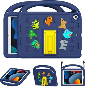 Kids Case for Ipad 9Th/8Th/7Th Generation 10.2 Inch 2021/2020/2019, with Built-In Anti-Slip Handle/Foldable Stand/Shoulder Strap, Shockproof Protective Kids Ipad 9Th/8Th/7Th Gen Case 10.2 Inch Tablet Cover Protection