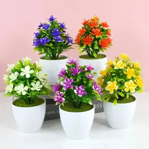 Artificial Flowers Five Leaf Plum Potted Plants Can Be Placed Indoors And Outdoors Suitable For Home Wedding Decoration