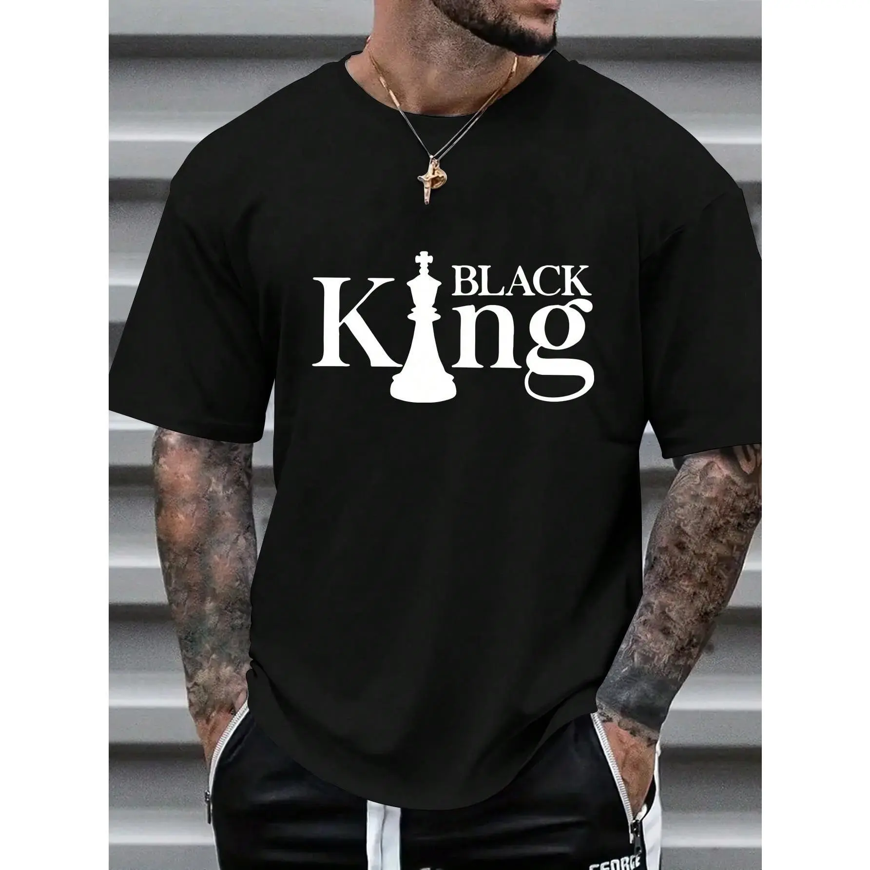 Men's Round Neck Letter Printed Casual Commuter T-Shirt