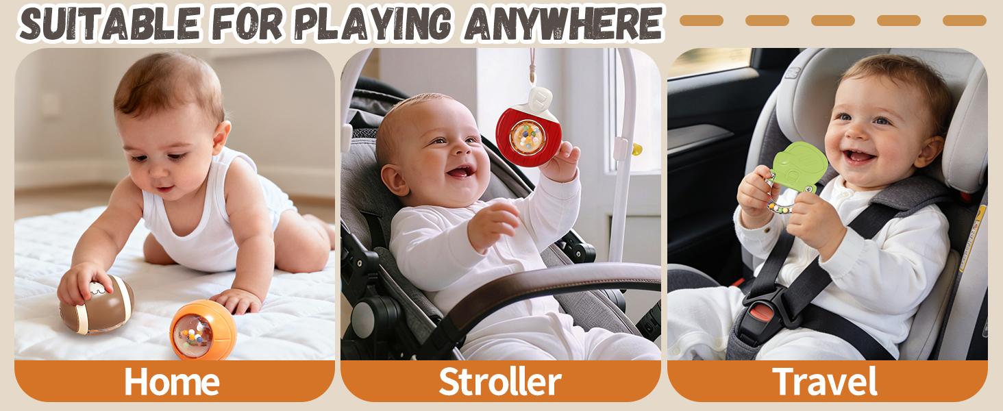 11-Piece Sports Baby Rattles & Teether Toys with Soft Gym Bag, Infant Sensory Grasping Shakers, Early Development Set for Newborns 0-6 6-12 Months