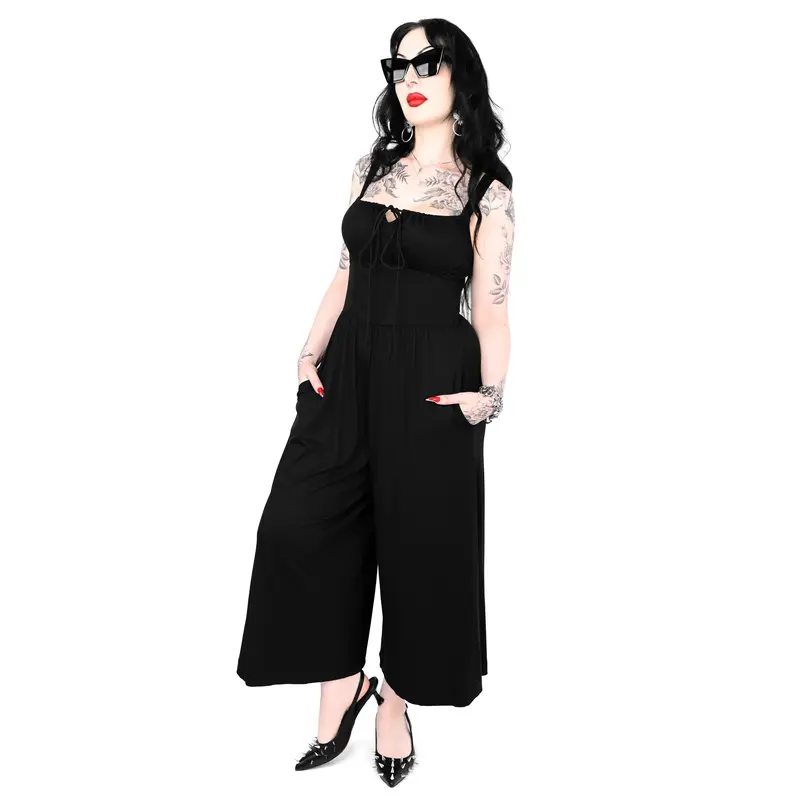 Foxblood Shop Women's Bianca Wide-Leg Overalls Adjustable Wide-Legged Jumpsuits & Rompers - Multi-Size, Zipper Closure, Adjustable Straps, Pockets, Spandex-Rayon Blend, Drawstring - Sign Up For Restock Notifications