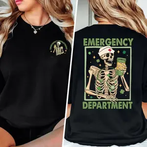 St Patricks Emergency Department T-shirt, Skeleton St Patricks T-shirt, Nurse Skeleton T-shirt, ER Crew Shirt, Emergency Room Nurse Gift Shirt