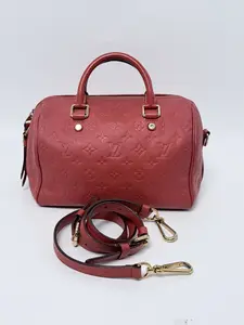 Pre-owned Louis Vuitton leather Shoulder Bags Monogram Empreinte Speedy Bandoulière 25 Shoulder Bag Red JE152LV