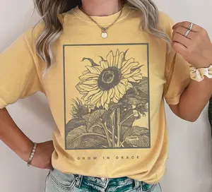 Comfort Colors Christian Grow In Grace Shirt, Sunflower Christian Shirts, Bible Verse Shirt, Scripture Shirt