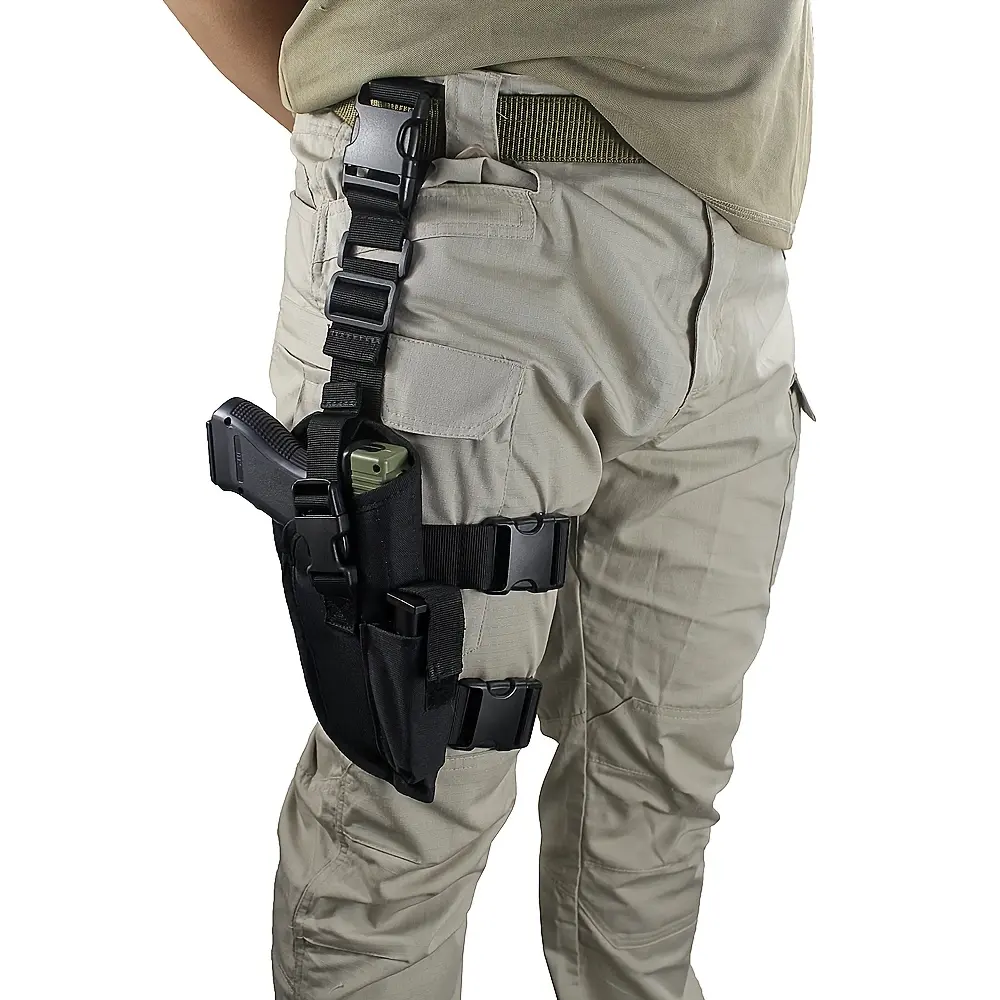 Universal Leg Holster Leggings Holster Right Hand Adjustable Drop Leg Pistol Hunting Holster Outdoor Tactical Leg Bag Multifunctional Leg Holster Universal Quick Draw Holster Outdoor Sports Classic Black Nylon Holster