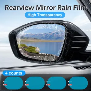 4 Counts Car Rearview Mirror Film, comes with installation tools, cleans with cloth, no bubbles after applying